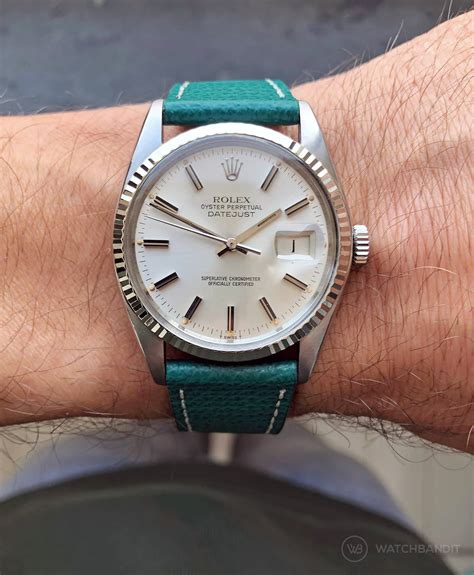 rolex datejust blue leather strap|Rolex Datejust 36mm leather strap.